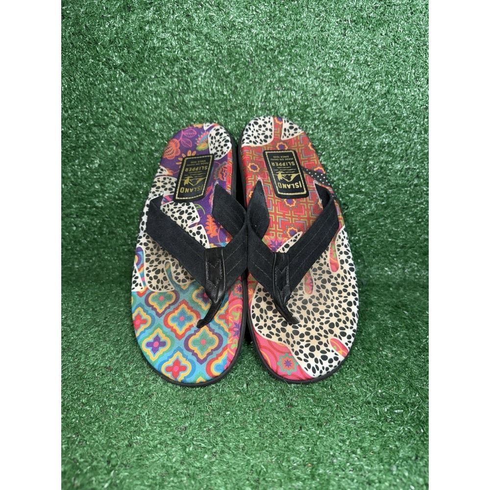 Island Slipper Flip Flops Men Size 10 Made In Oahu Hawaii USA Multicolor - Picture 5 of 9